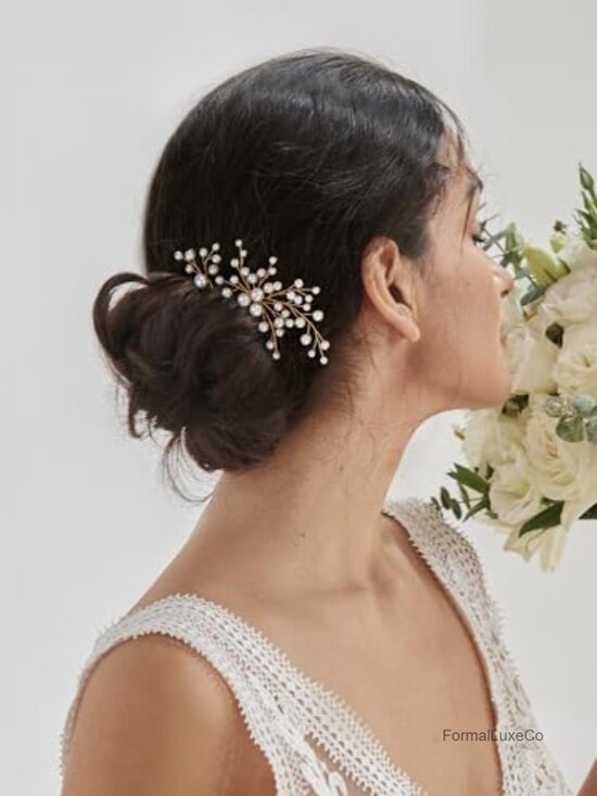 7-piece pearl wedding hair pins bridal headpiece leaf hair clips for women main image 4